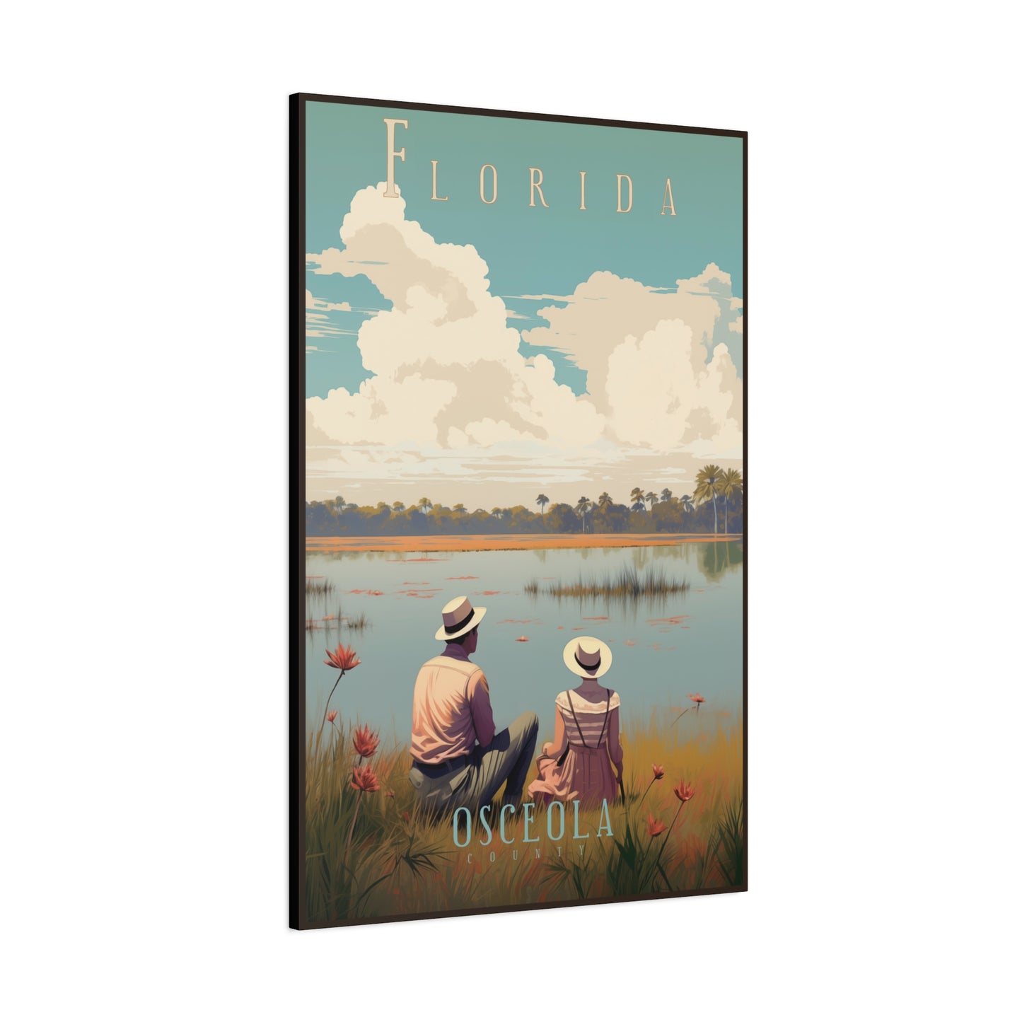 "Vintage Florida Osceola County Poster - Matte Stretched Canvas Wall Art" Matte Canvas, Stretched, 1.25"