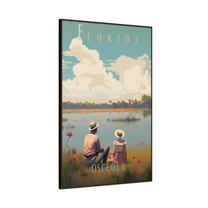 "Vintage Florida Osceola County Poster - Matte Stretched Canvas Wall Art" Matte Canvas, Stretched, 1.25"