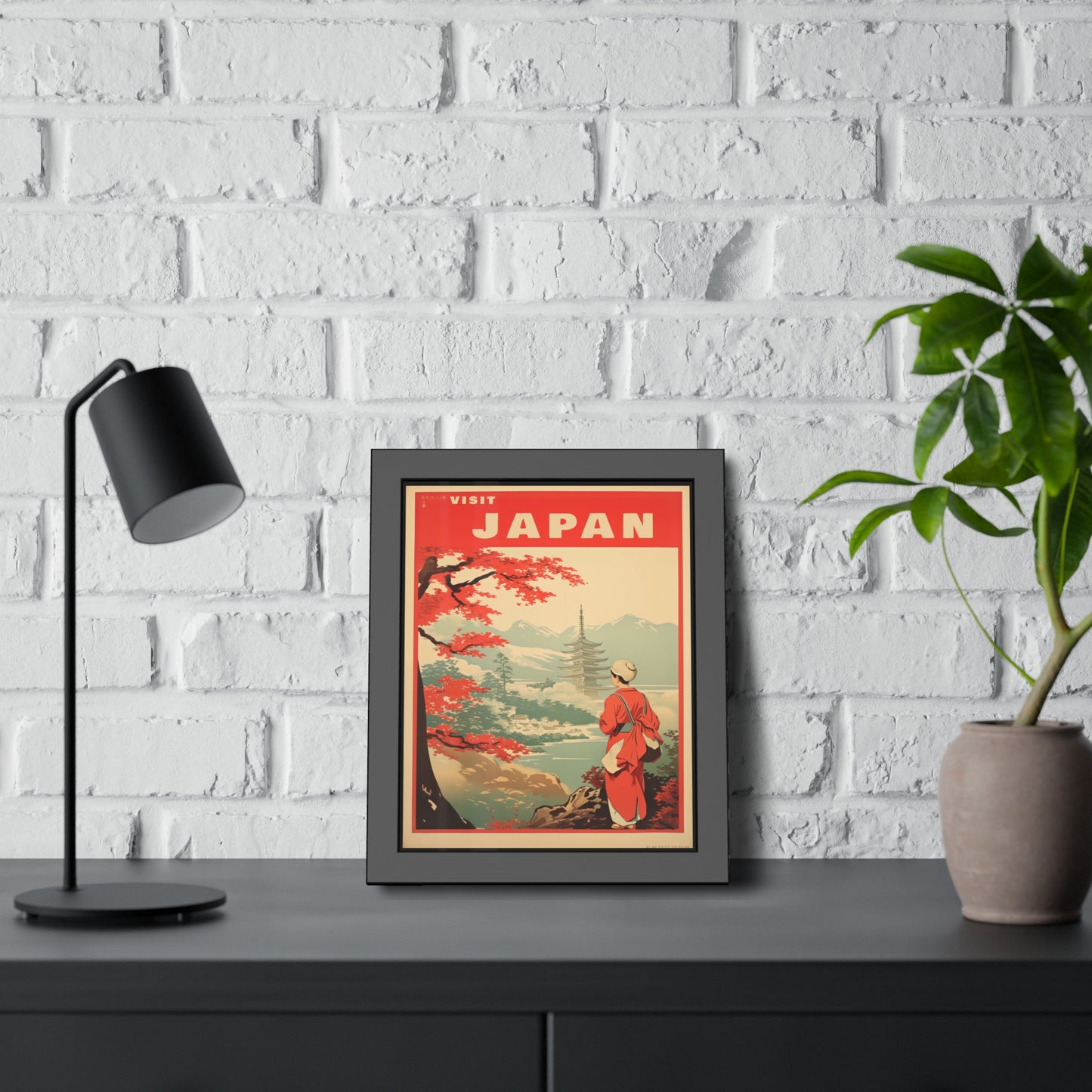Visit Japan Vintage Travel Poster — Framed Paper Poster
