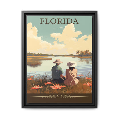 "Vintage Florida Nature Poster - Wekiwa State Park Matte Canvas Wall Art with Black Frame" Matte Canvas, Black Frame