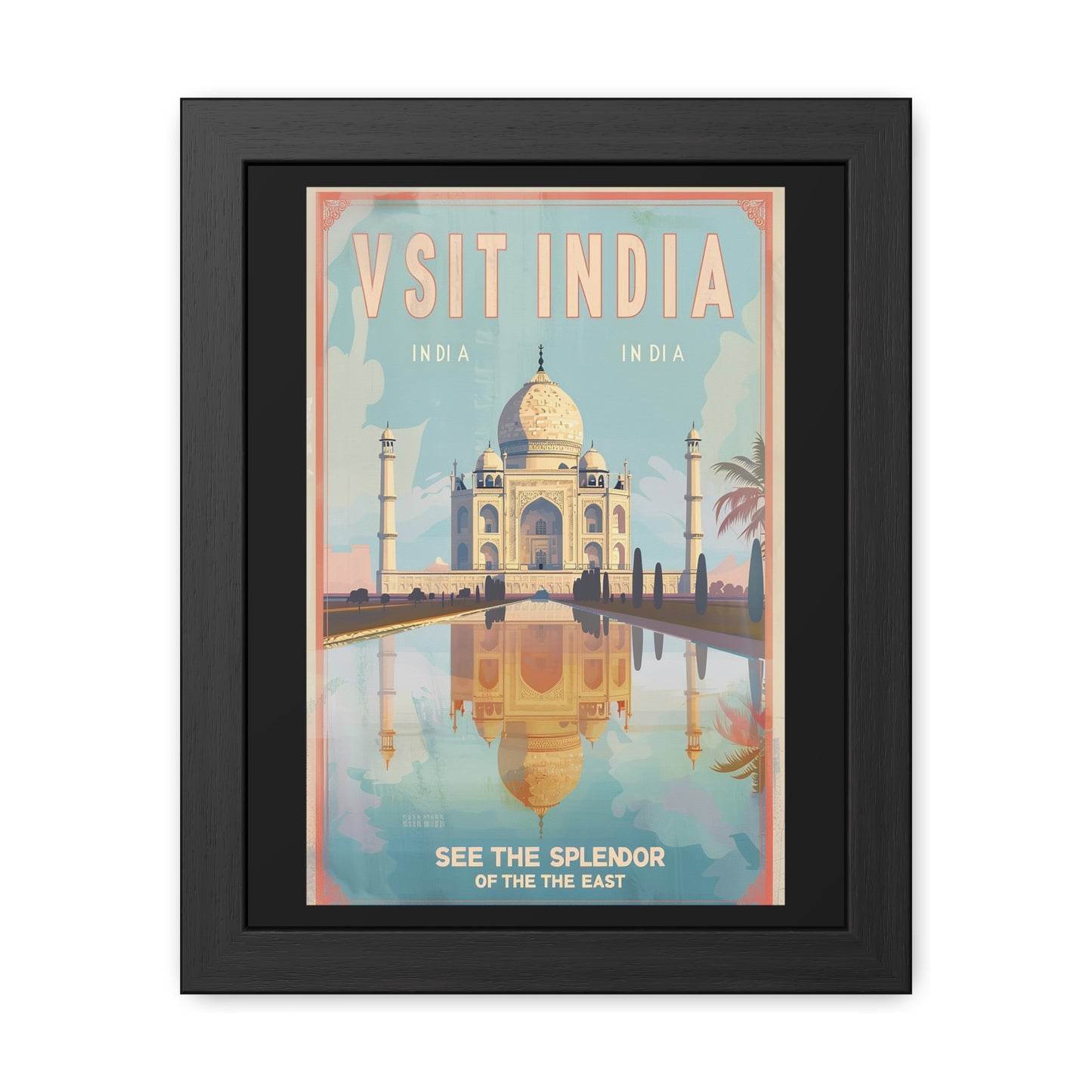 Vintage India Travel Poster — “See the Splendor of the East” | Framed Wall Art by Vintageanna