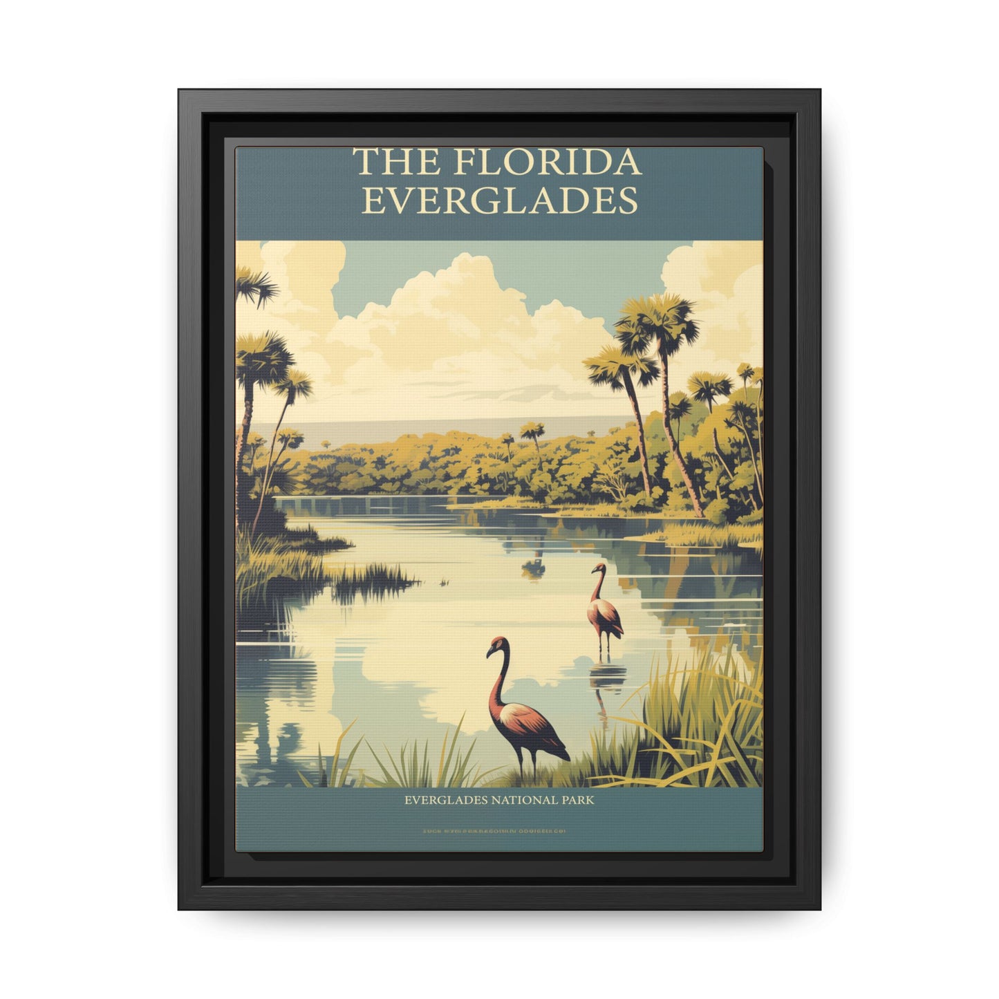 "Vintage Florida Everglades National Park Poster - Matte Canvas Wall Art with Black Frame" Matte Canvas, Black Frame