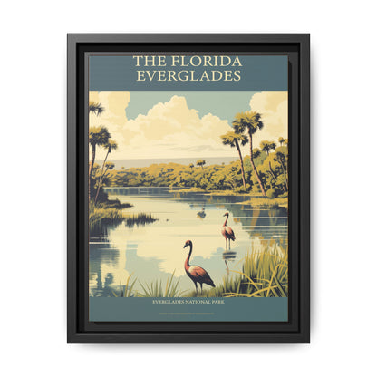 "Vintage Florida Everglades National Park Poster - Matte Canvas Wall Art with Black Frame" Matte Canvas, Black Frame