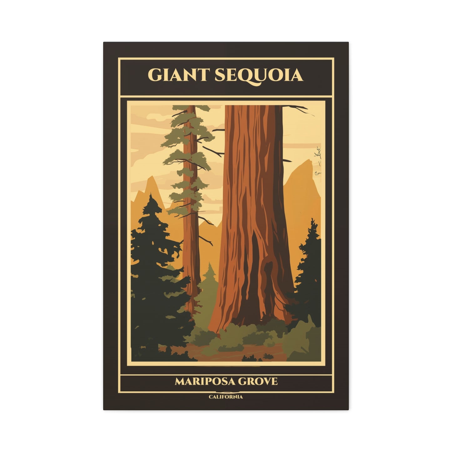 "Giant Sequoia Mariposa Grove Poster - California Matte Stretched Canvas Wall Art" Matte Canvas, Stretched, 1.25"