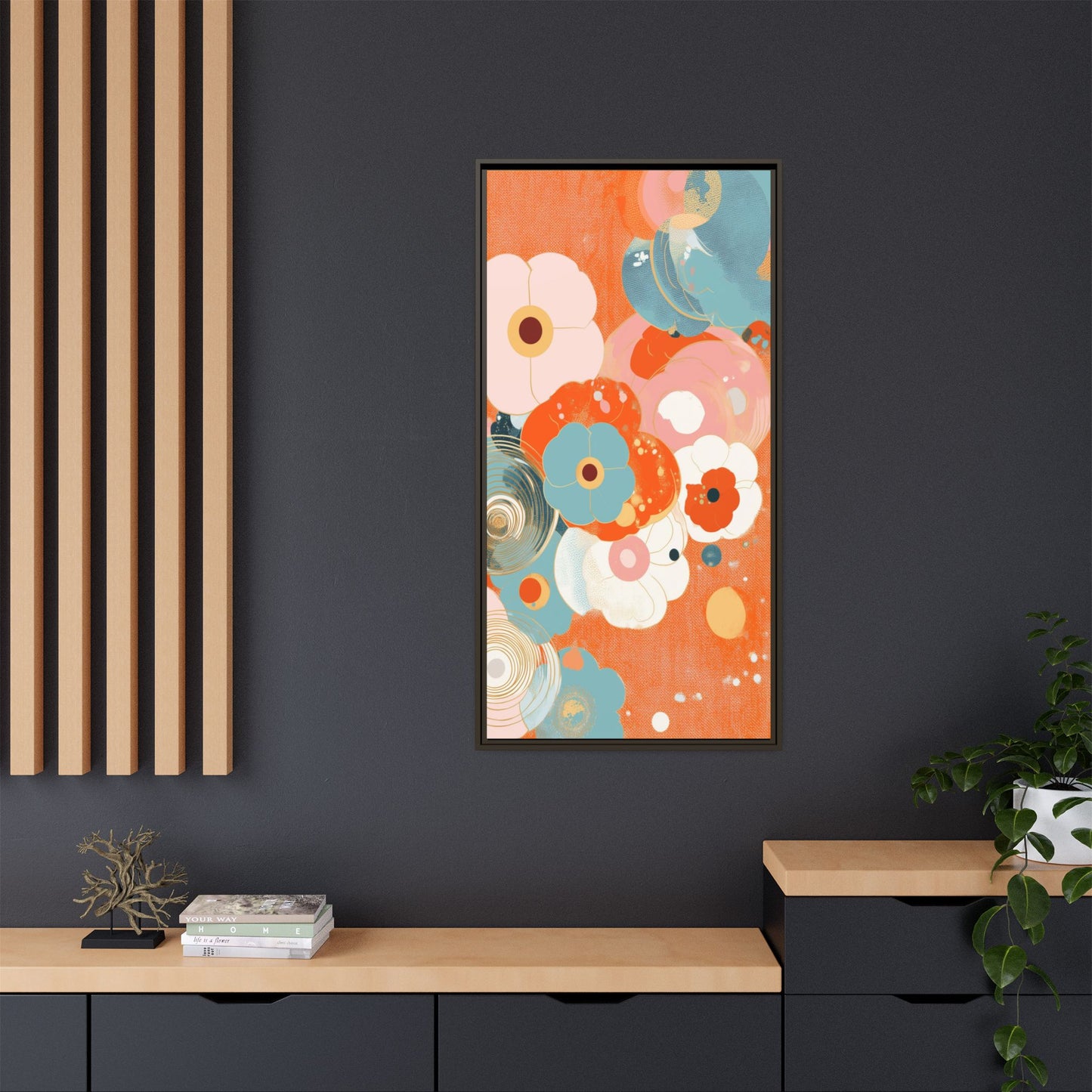 Framed Floral Canvas Art Print — Colorful Abstract Blooms