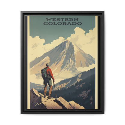 "Vintage Western Colorado Adventure Poster - Matte Canvas Wall Art with Black Frame" Matte Canvas, Black Frame