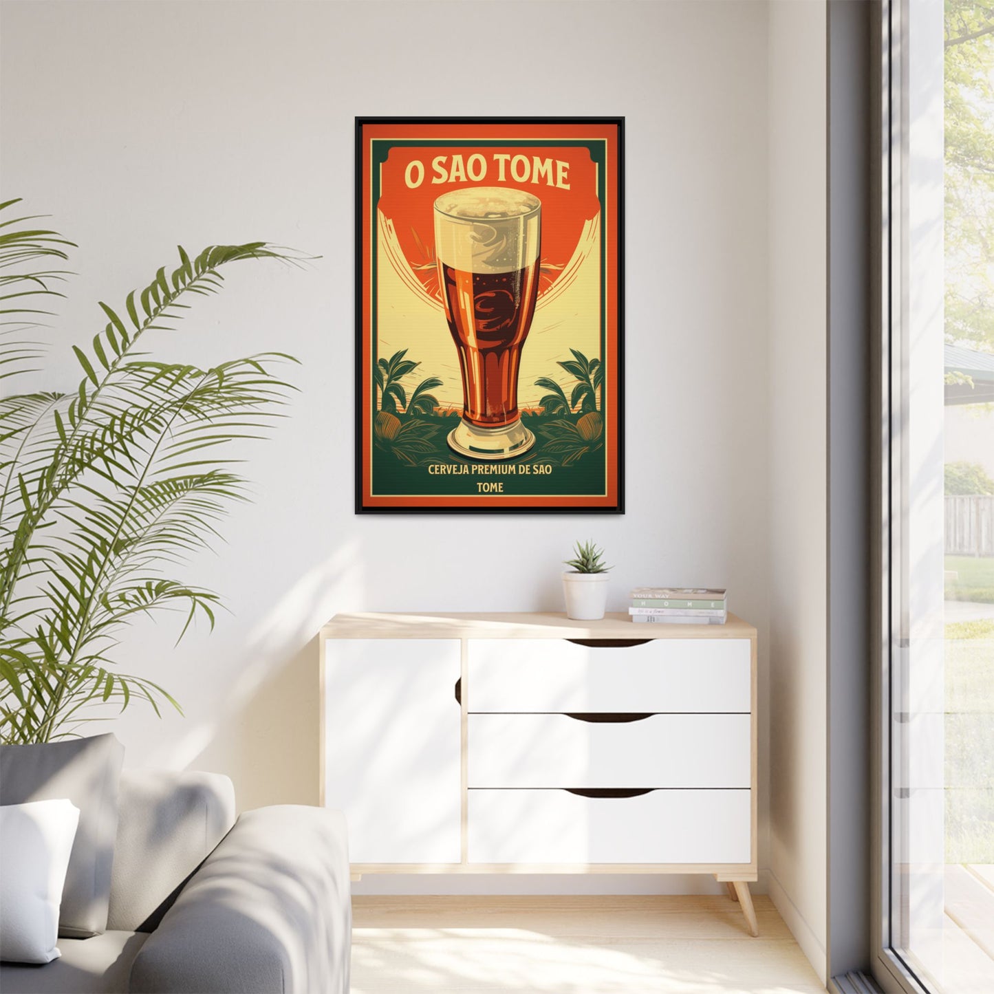"O São Tomé - Premium Beer of São Tomé (Saint Thomas) | Matte Canvas with Black Frame"