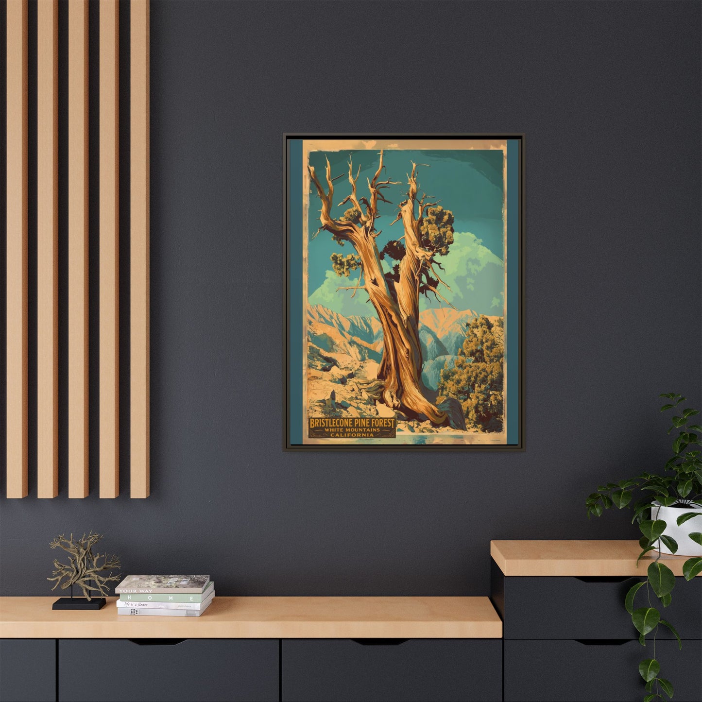 Bristlecone Pine Forest Vintage Travel Poster — Framed Matte Canvas Wall Art