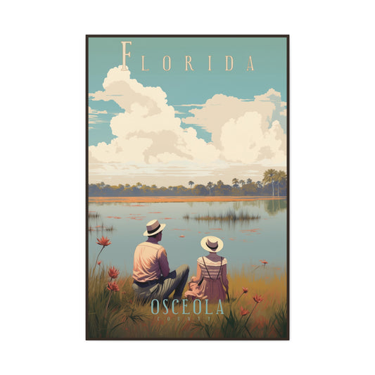 "Vintage Florida Osceola County Poster - Matte Stretched Canvas Wall Art" Matte Canvas, Stretched, 1.25"