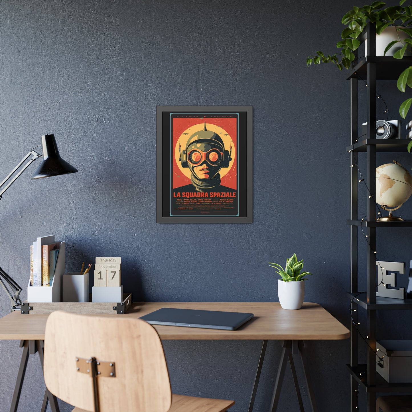 Framed Paper Poster — Retro Sci‑Fi 'La Squadra Spaziale' Wall Art