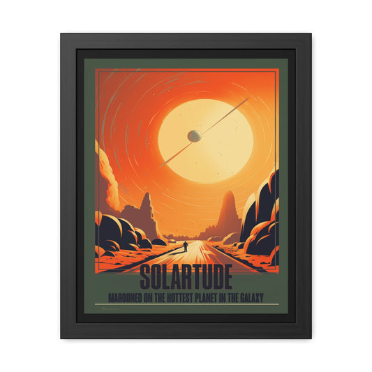 Vintage Sci-Fi Poster - 'Solartude: Marooned on the Hottest Planet' Retro Space Art Framed Posters