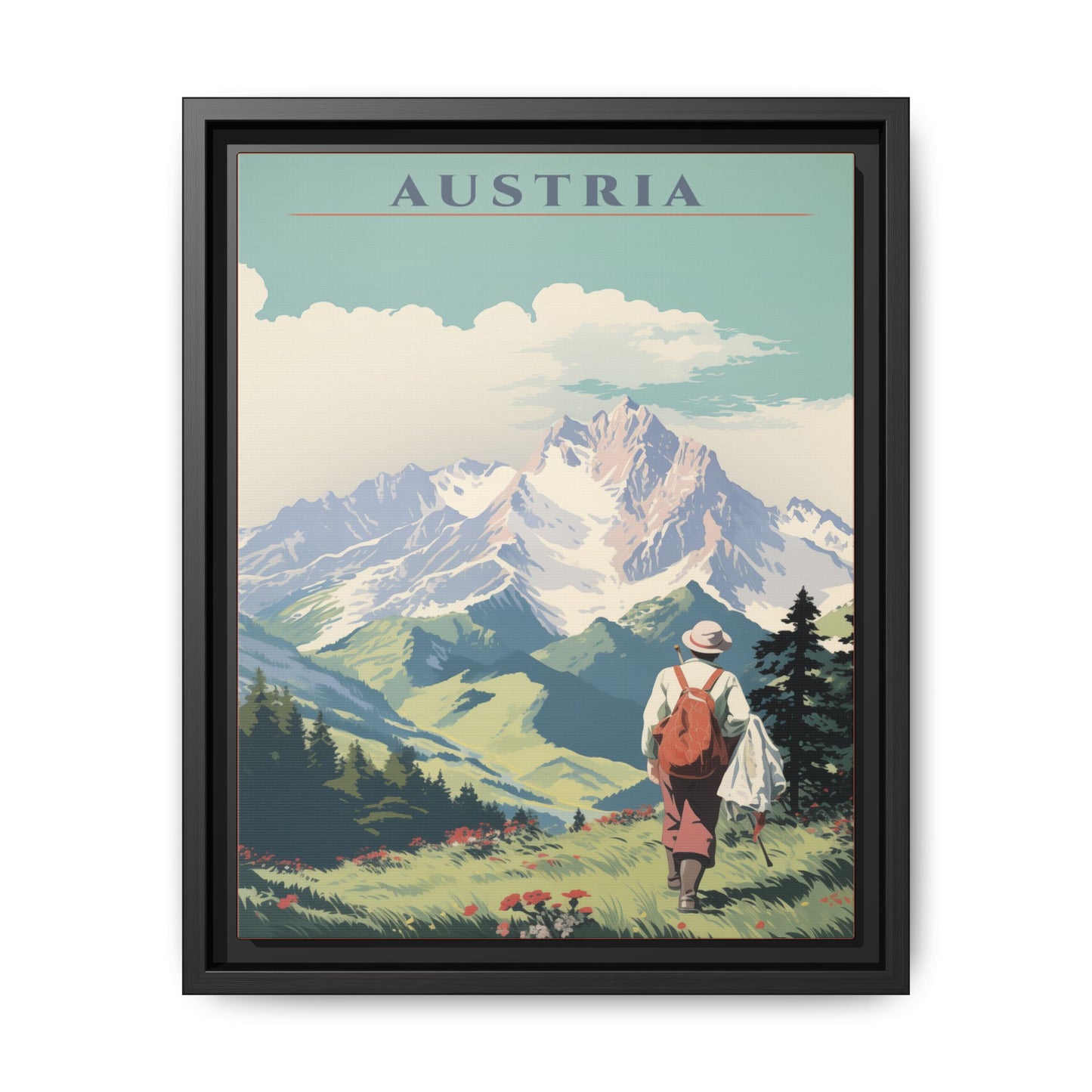 "Austria Vintage Travel Poster | Matte Canvas with Black Frame"