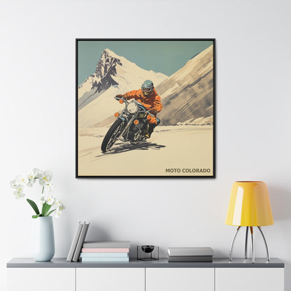 "Vintage Moto Colorado Adventure – High-Speed Motorcycle Art" Gallery Canvas Wraps, Square Frame