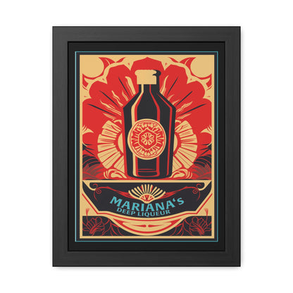 Mariana's Deep Liqueur Art Deco Poster - Exotic Elegance with Tropical Vibes Framed Posters