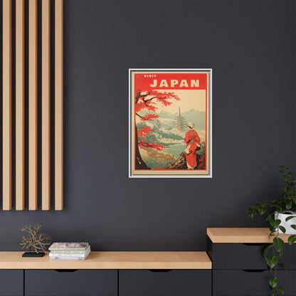 Visit Japan Vintage Travel Poster Matte Canvas Print (Framed)
