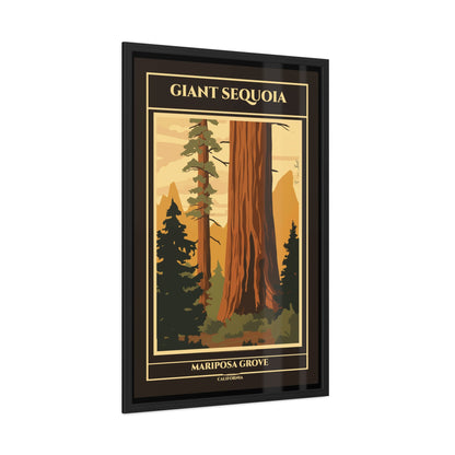 Vintage California Poster - Giant Sequoia Trees of Mariposa Grove, Yosemite National Park Art Framed Posters