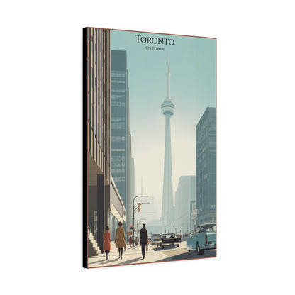 Toronto CN Tower Vintage Cityscape Matte Canvas Print