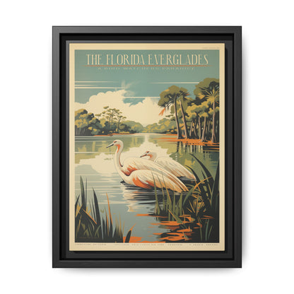 "Vintage Florida Everglades Poster - A Bird Watcher’s Paradise Matte Canvas Wall Art with Black Frame"Matte Canvas, Black Frame