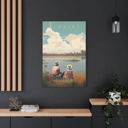 "Vintage Florida Osceola County Poster - Matte Stretched Canvas Wall Art" Matte Canvas, Stretched, 1.25"