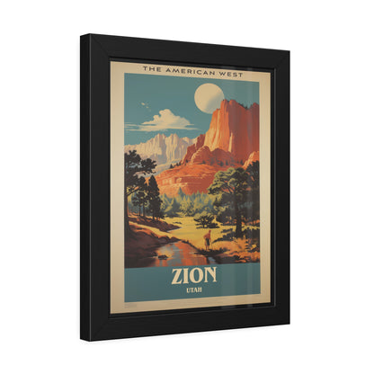 Zion National Park Vintage Travel Poster — Framed Paper Poster