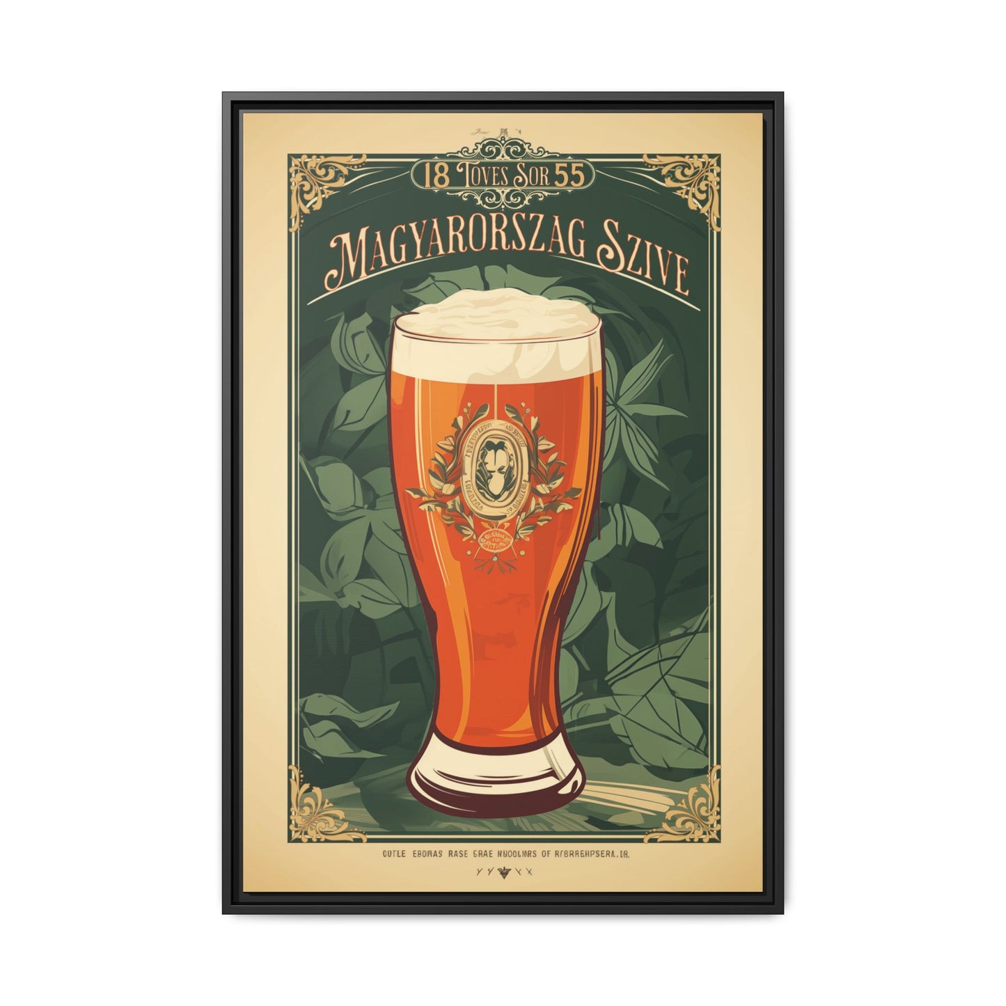 "Vintage Magyarország Sör Poster - Matte Canvas Wall Art with Black Frame" Matte Canvas, Black Frame