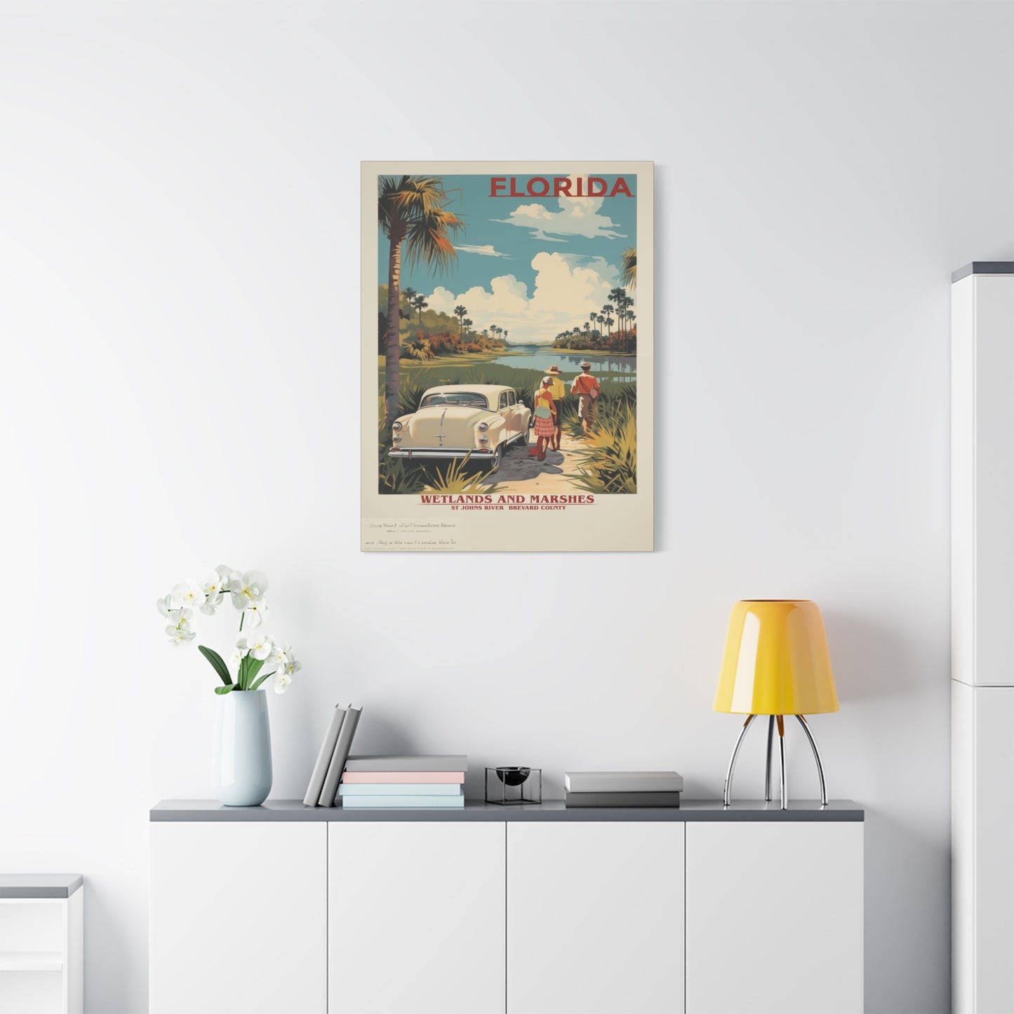 "Vintage Florida Wetlands and Marshes Poster - St. Johns River Matte Stretched Canvas Art" Matte Canvas, Stretched, 1.25"