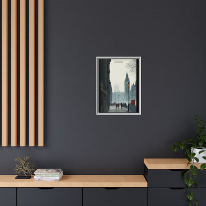 London Street Matte Canvas Print — Framed Vintage Cityscape Wall Art