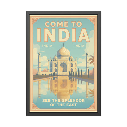 Come to India Framed Poster – Vintage Taj Mahal Travel Art Print