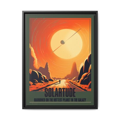 "Vintage Sci-Fi Poster - 'Solartude: Marooned on the Hottest Planet' Retro Space Art" Matte Canvas, Black Frame