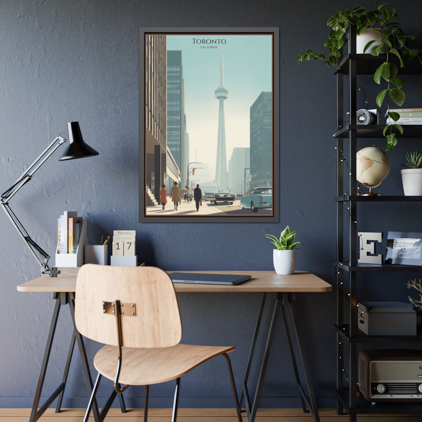 Toronto CN Tower Framed Poster — Vintage Cityscape Wall Art