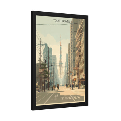 Tokyo Tower Framed Poster — Vintage Cityscape Wall Art