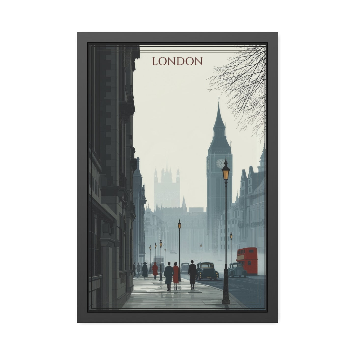 London Vintage Street Framed Poster