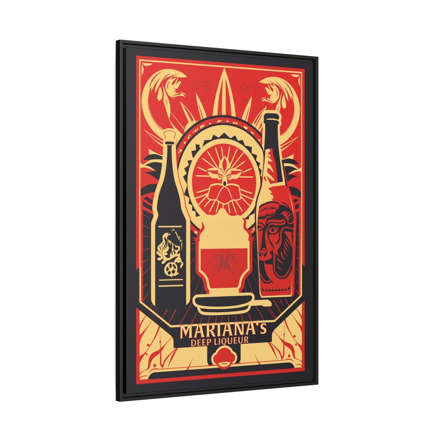 "Vintage Mariana's Deep Liqueur Poster - Matte Canvas Wall Art with Black Frame" Matte Canvas, Black Frame