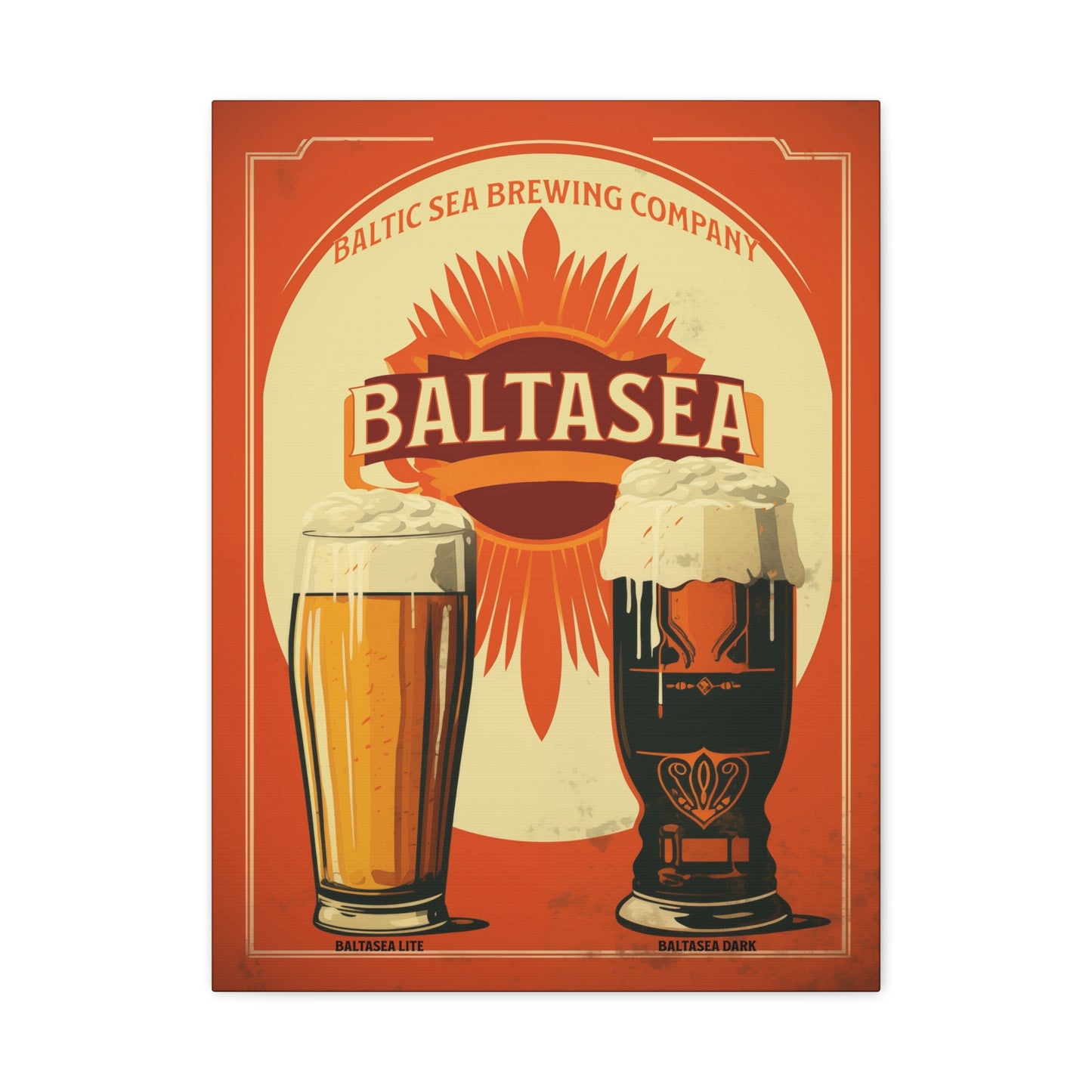 "Vintage Baltasea Brewing Poster - Baltic Sea Brewing Company Frameless Stretched Matte Canvas" Matte Canvas, Stretched, 1.25"