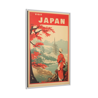 Visit Japan Vintage Travel Poster Matte Canvas Print (Framed)