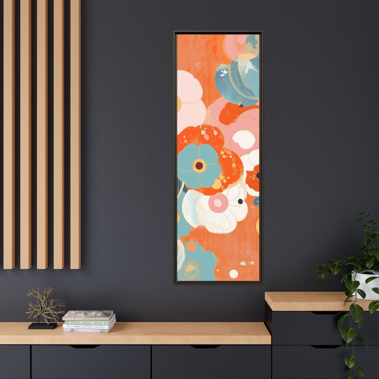 Framed Floral Canvas Art Print — Colorful Abstract Blooms