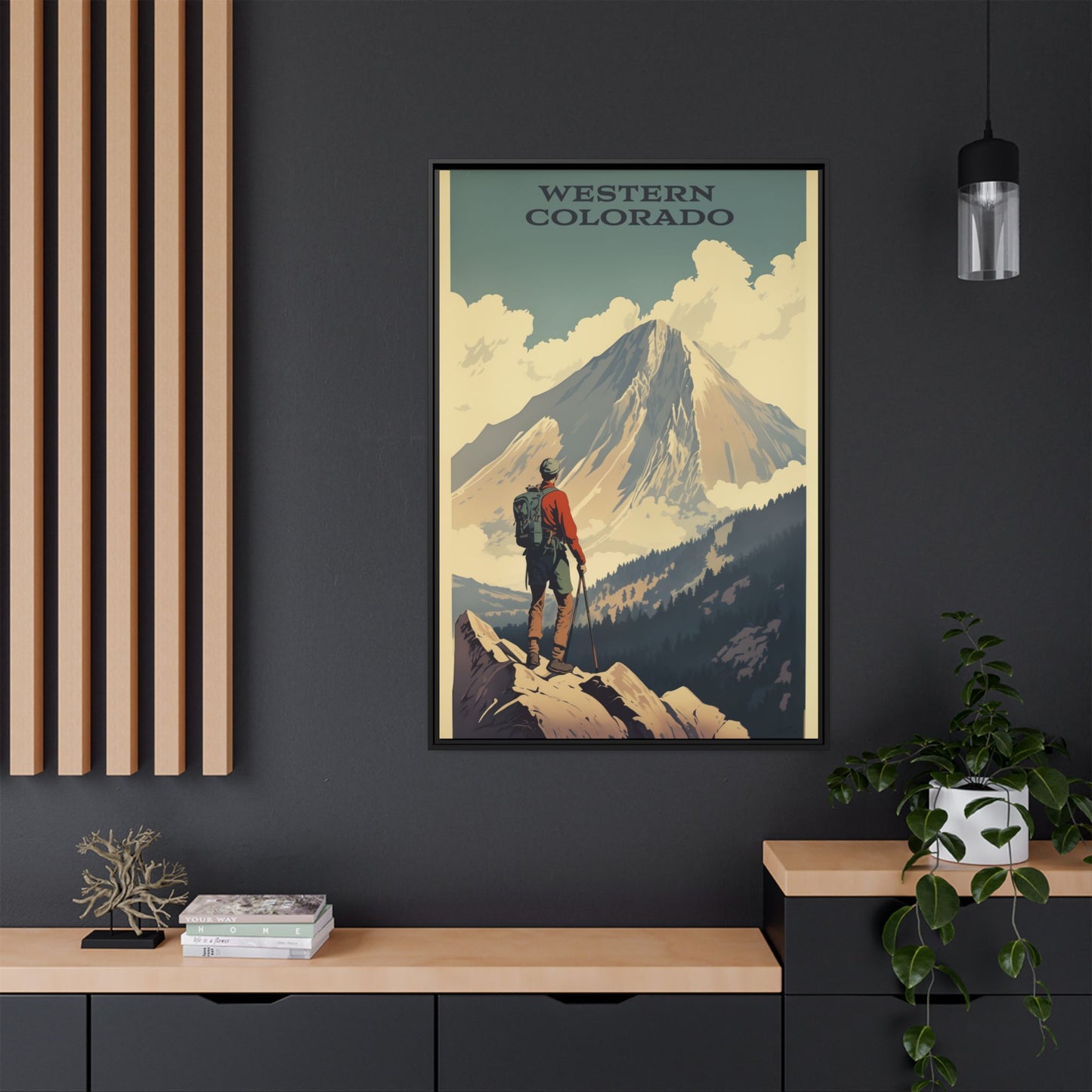"Vintage Western Colorado Adventure Poster - Matte Canvas Wall Art with Black Frame" Matte Canvas, Black Frame