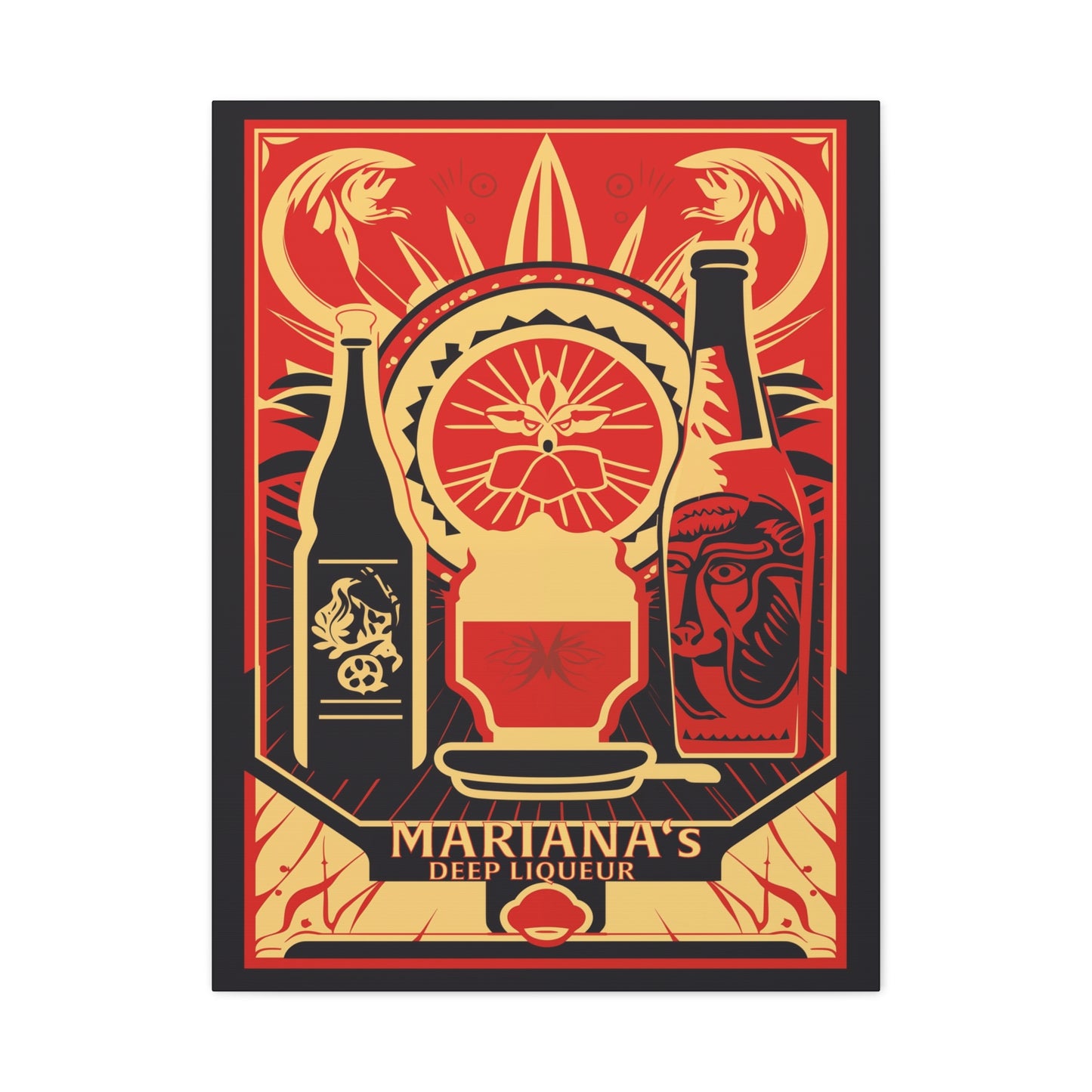 "Vintage Mariana's Deep Liqueur Poster - Frameless Stretched Matte Canvas Wall Art" Matte Canvas, Stretched, 1.25"