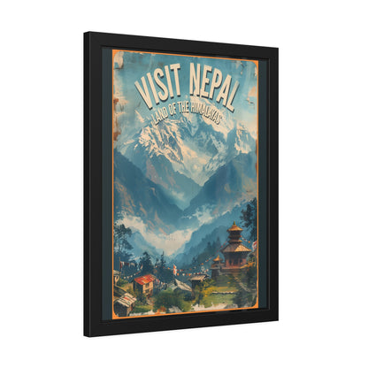 Visit Nepal Vintage Travel Poster — Framed Paper Poster