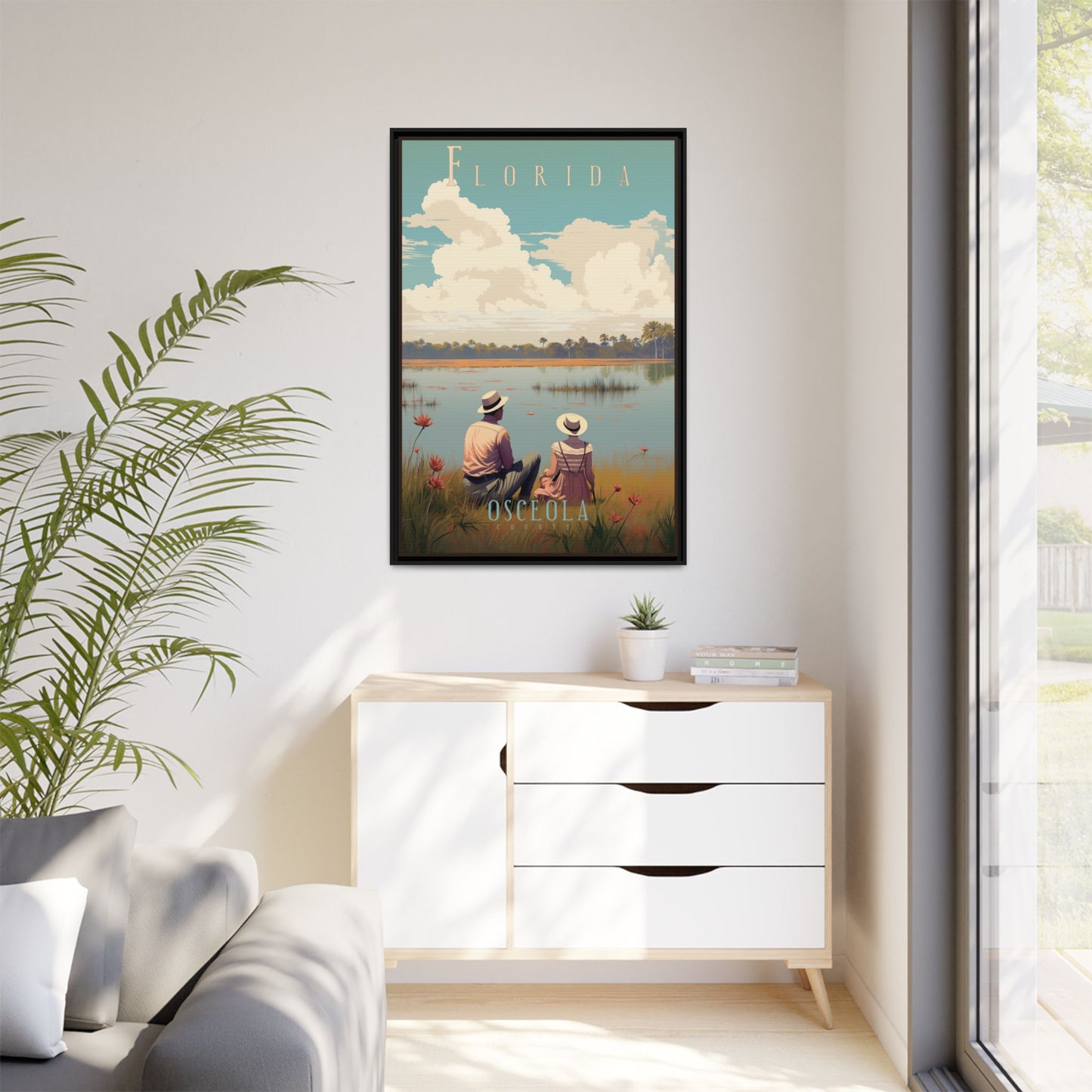 "Vintage Florida Poster - Osceola County Scenic Matte Canvas Wall Art with Black Frame" Matte Canvas, Black Frame