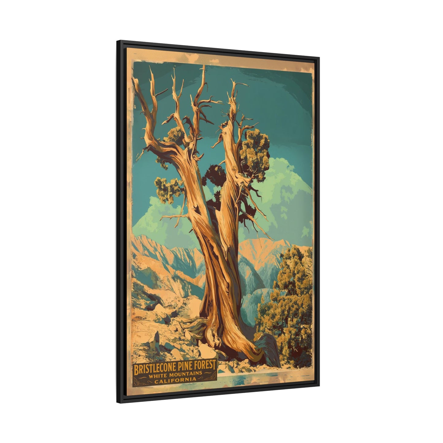 Bristlecone Pine Forest Vintage Travel Poster — Framed Matte Canvas Wall Art