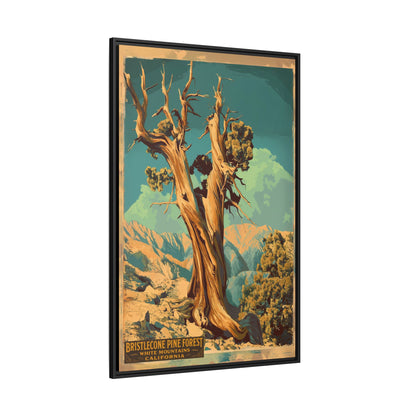Bristlecone Pine Forest Vintage Travel Poster — Framed Matte Canvas Wall Art