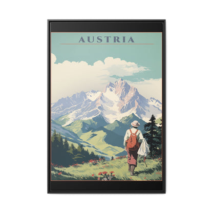 "Austria Vintage Travel Poster | Matte Canvas with Black Frame"