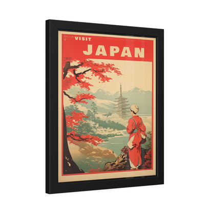 Visit Japan Vintage Travel Poster — Framed Paper Poster