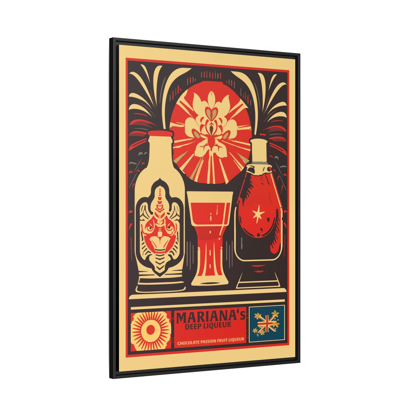 "Vintage Mariana's Chocolate Passion Fruit Liqueur Poster - Matte Canvas Wall Art with Black Frame" Matte Canvas, Black Frame