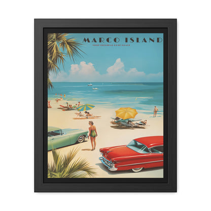 "Marco Island Retro Beach Scene – Vintage Wall Art of Florida’s Gulf Coast", Framed Posters