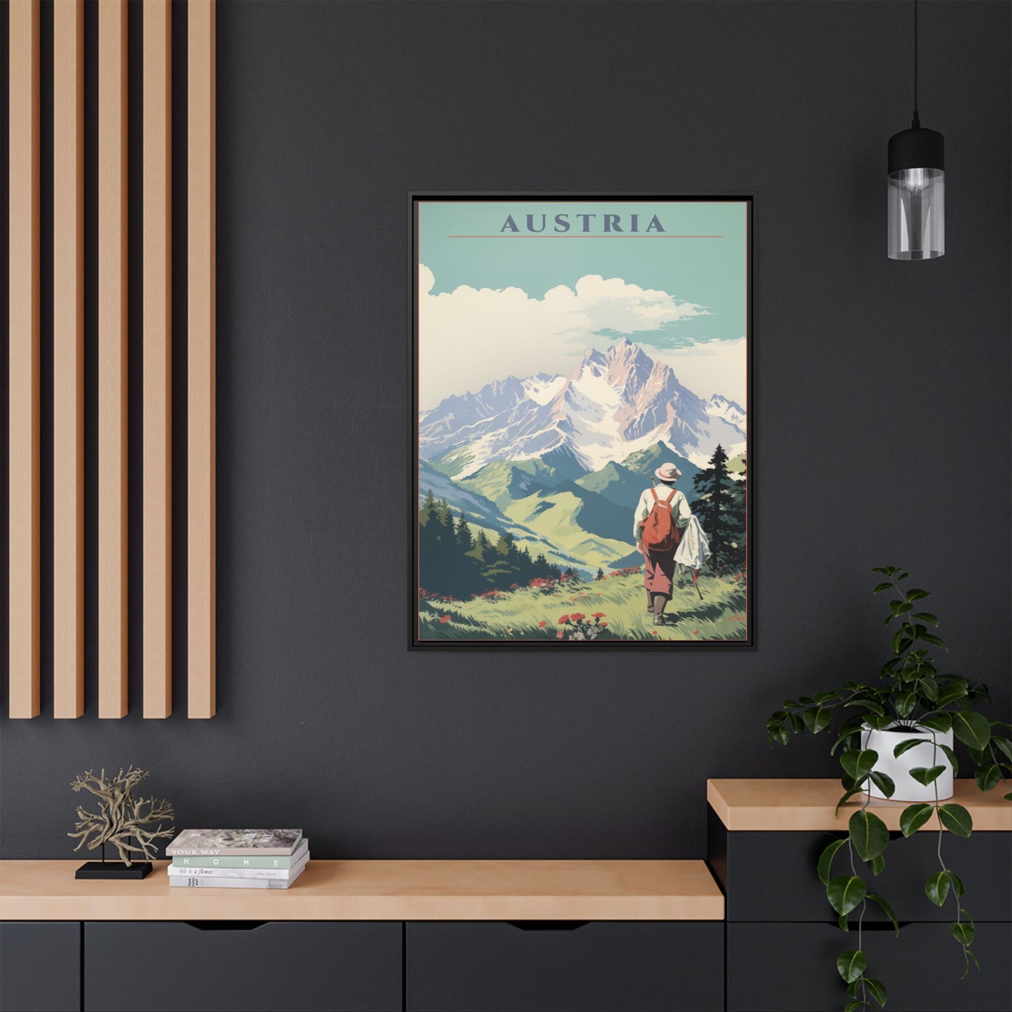 "Austria Vintage Travel Poster | Matte Canvas with Black Frame"