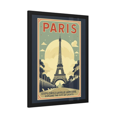 Paris Travel Poster Framed Print — Explorez La Ville Lumière Vintage Wall Art