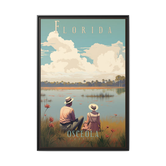 "Vintage Florida Poster - Osceola County Scenic Matte Canvas Wall Art with Black Frame" Matte Canvas, Black Frame