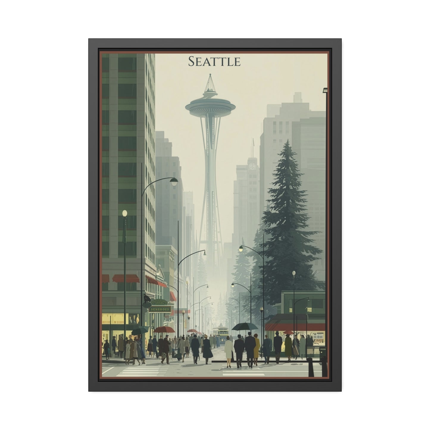 Seattle Vintage Travel Poster — Framed Paper Poster